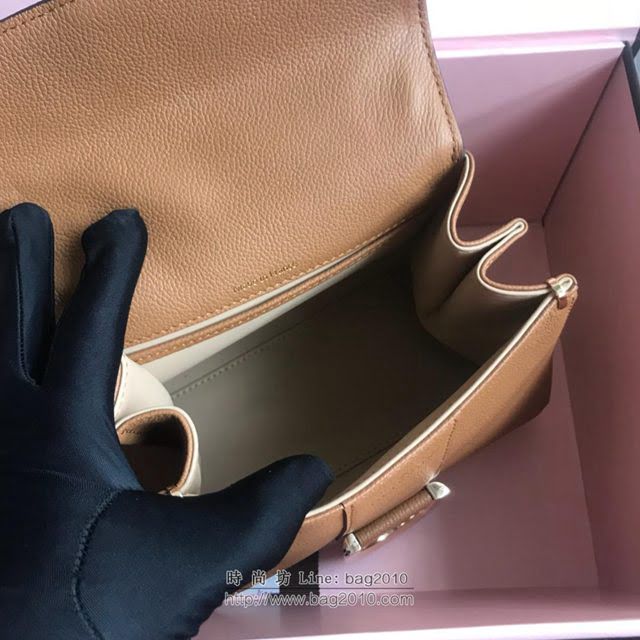 DELVAUX女包 2019春夏最新色 專櫃原廠皮 德爾沃女手提包 DV0028焦糖 小號 Delvaux單肩斜挎包  fcs1173